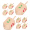 Uonlytech 10 Pcs Wooden Dreidel Spinning Tops for Natural Wood Educational Smooth Stable Spin for Hanukkah Fiesta Party Supplies view 1