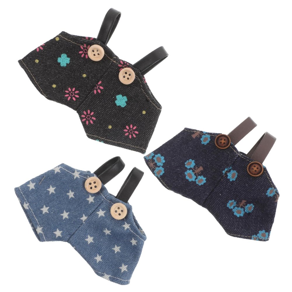 Abaodam 3pcs Plush Doll Overalls Soft Denim Strap Style Clothes for Stuffed Animals and Dolls DIY Dress Up Accessories Fit Mini Outfits for Plush Bear Clothing