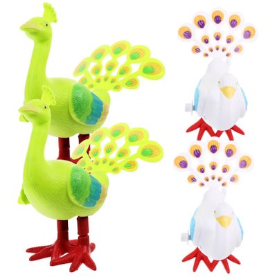 Abaodam 4pcs Wind-up Peacock for Abs Material Clockwork Playthings with Nonslip Texture Rounded Edges Crawling Encouragement for Boys