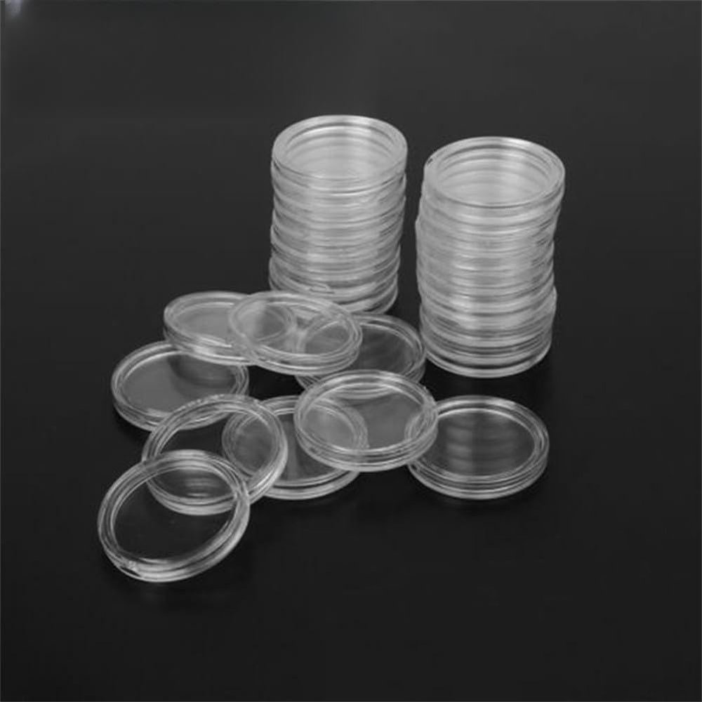 100 Pcs 35mm Clear Plastic Coin Capsules for Coin Storage Container and Collection Protection, Reusable Coin Holder Display Case