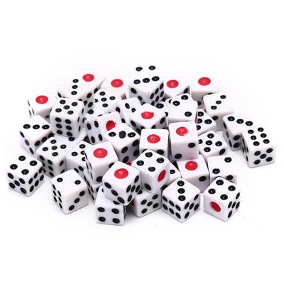 50Pcs Dice Set, Acrylic 6 Sided Dice, 8mm Mini with Black & Red Dots for Table Board Games, Teaching Math, Activity, Casino Theme, Party Favors, 6 Sided, Set