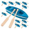 COOLHIYA 15 Sets Mini Wooden Rowboat Model with Oars for DIY Fairy Garden Dollhouse Decor Nautical Theme Boat Figurines for Creative Miniature Landscape Home Craft Collectibles view 1