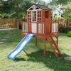 Kids Outdoor Playhouse with Climbing Wall, 2 Story Wooden Playhouse with Slide, Elevated Cedar Wooden Kids Playhouse view 1