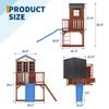 Kids Outdoor Playhouse with Climbing Wall, 2 Story Wooden Playhouse with Slide, Elevated Cedar Wooden Kids Playhouse view 2
