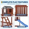 Kids Outdoor Playhouse with Climbing Wall, 2 Story Wooden Playhouse with Slide, Elevated Cedar Wooden Kids Playhouse view 3