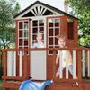 Kids Outdoor Playhouse with Climbing Wall, 2 Story Wooden Playhouse with Slide, Elevated Cedar Wooden Kids Playhouse view 4