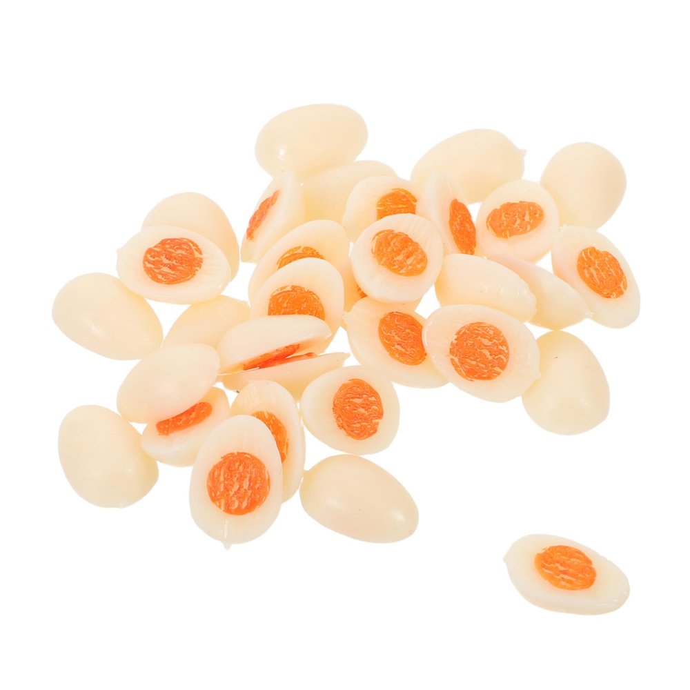 BESPORTBLE 30PCS Miniature Boiled Eggs for Dollhouse Kitchen Accessories Realistic Faux Artificial Egg for Pretend Play Educational Portable DIY Craft Food Models