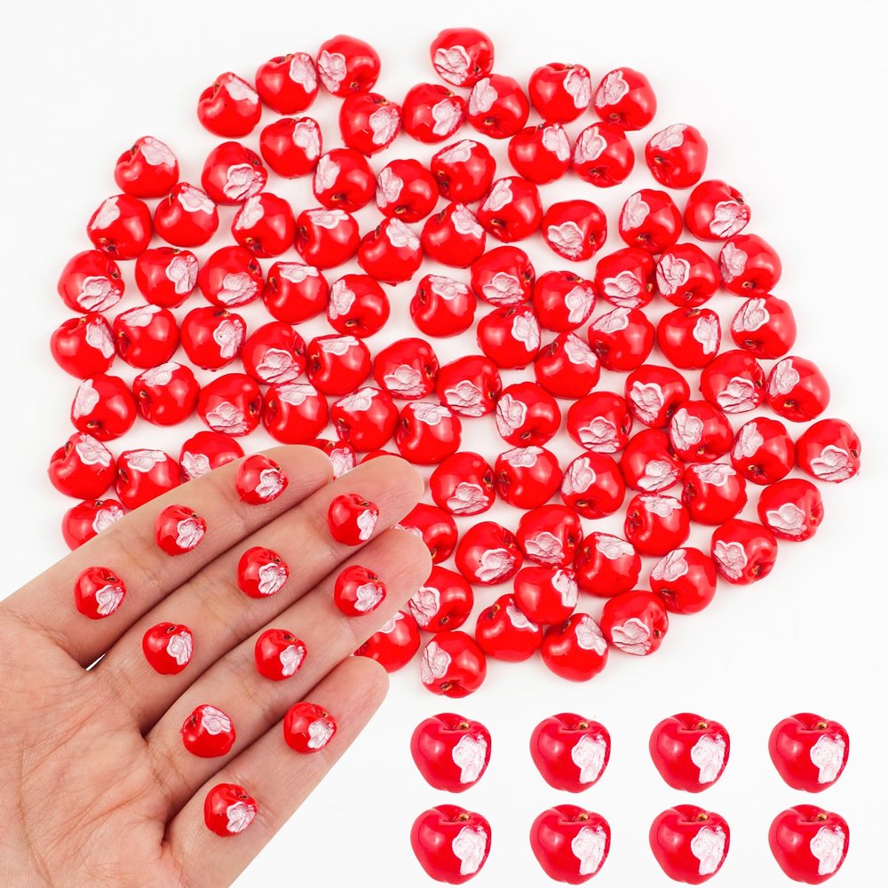 100 Pieces Tiny Apple for Dollhouse Micro Resin Fruit Decor for Crafts Mini Things for Fairy Garden Micro Landscaping Decoration, Style 3
