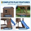 Kids Outdoor Playhouse with Sandbox, 2 Story Wooden Playhouse with Slide, Elevated Cedar Wooden Kids Playhouse with Step Ladder view 3