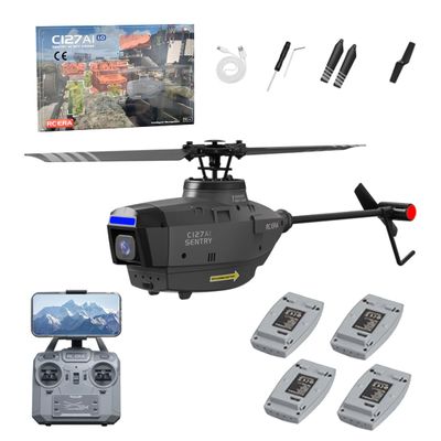 C127AI RC Helicopter with 1080P HD Camera, 2.4G 4CH Single Rotor Brushless Remote Control Helicopter for Adults, Aileronless RC Aircraft Model with Optical Flow Positioning & One-Key Takeoff/Landing