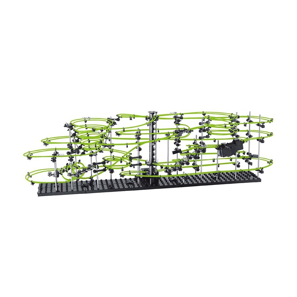 Level 5 Marble Roller Coaster Kit - 682 Pieces Marble Run Building Toy Luminous Version Steel Ball Roller Coaster Maze Game Space Rail, STEM Toy Gift for Ages 14