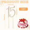 15 Cake Topper, Number 15 Gold Rhinestones Birthday Cake Topper for 15th Birthday or Anniversary Party view 2
