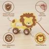 WoodenEdu Baby Toys Car,Wooden Pull Along Toddler Toy, Developmental Toy for 1 Year Old Girl Boy Birthday Gift (Lion) view 3