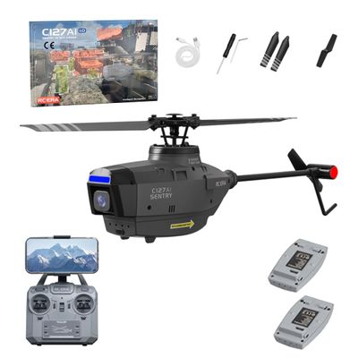 C127AI RC Helicopter with 1080P HD Camera, 2.4G 4CH Single Rotor Brushless Remote Control Helicopter for Adults, Aileronless RC Aircraft Model with Optical Flow Positioning & One-Key Takeoff/Landing