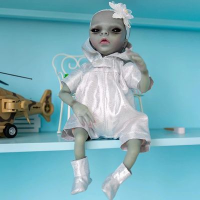 Anano 14 Inch Lifelike Alien Reborn Baby Doll, Spark Imagination Realistic Newborn Alien Baby Dolls Toy Soft Vinyl & Cloth Body, Ideal Creative Gift for Kids