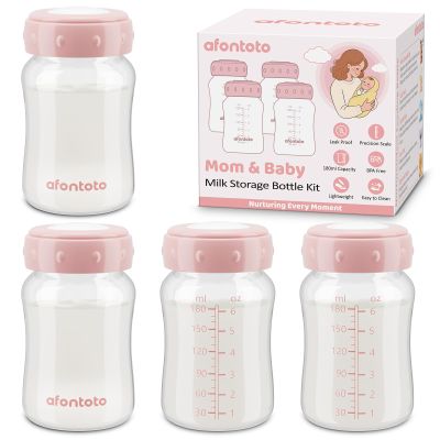 Breastmilk Storage Bottle Compatible with Spectra S1/S2/SG/9Plus /Motif Luna Flange, 4PCS Wide-Neck Spectra Bottles for Pumping, Baby Bottle Storage with Lid Fit Momcozy Breast Milk Cooler 22oz, Pink