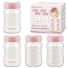 Breastmilk Storage Bottle Compatible with Spectra S1/S2/SG/9Plus /Motif Luna Flange, 4PCS Wide-Neck Spectra Bottles for Pumping, Baby Bottle Storage with Lid Fit Momcozy Breast Milk Cooler 22oz, Pink view 1
