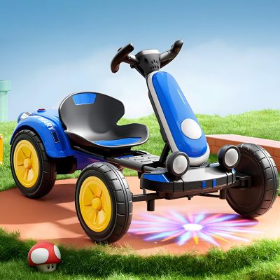 12v Electric go-Kart for Kids, Foldable Pedal go-Kart with Two-Position Adjustable seat, Off-Road-Style Anti-Skid Tires, LED Lighting, Perfect for Kids Aged 3 to 8.
