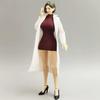 1/12 Scale Female White Long Trench Coat / Dark Red High-Necked Bodysuit Short Dress for 6-inches Action Figure Body (Set of Dress + Long Coat) view 2