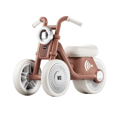 Tricycle for Kids with No Pedal Silence Wheels Headlights Balance Bike Toy Birthday Gifts First Bike(Brown)