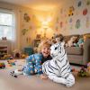 AMAMIA 67/51/43 Inch Giant Tiger Plush,PP Cotton Tiger Pillow,Yellow & White Tiger Plush,Tiger Stuffed Animal for Kids Gift Home Decor (51'' White) view 2
