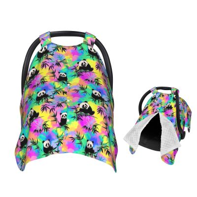 Muishi Tie Dye Pandas Baby Car Seat Canopy Nursing Cover for Newborn Car Seat Breastfeeding Covers Blanket Newborn Shower Gift