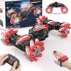 1:12 Gesture Sensing RC Stunt Car, 2 * 1200mAh Hand Controlled Remote Control Twist Cars with Light & Music, 4WD 360 Rotate Transform Drift, Gifts for 8-12 Kids Age 8 9 10 11 12 Yrs Old Trains-Red view 1