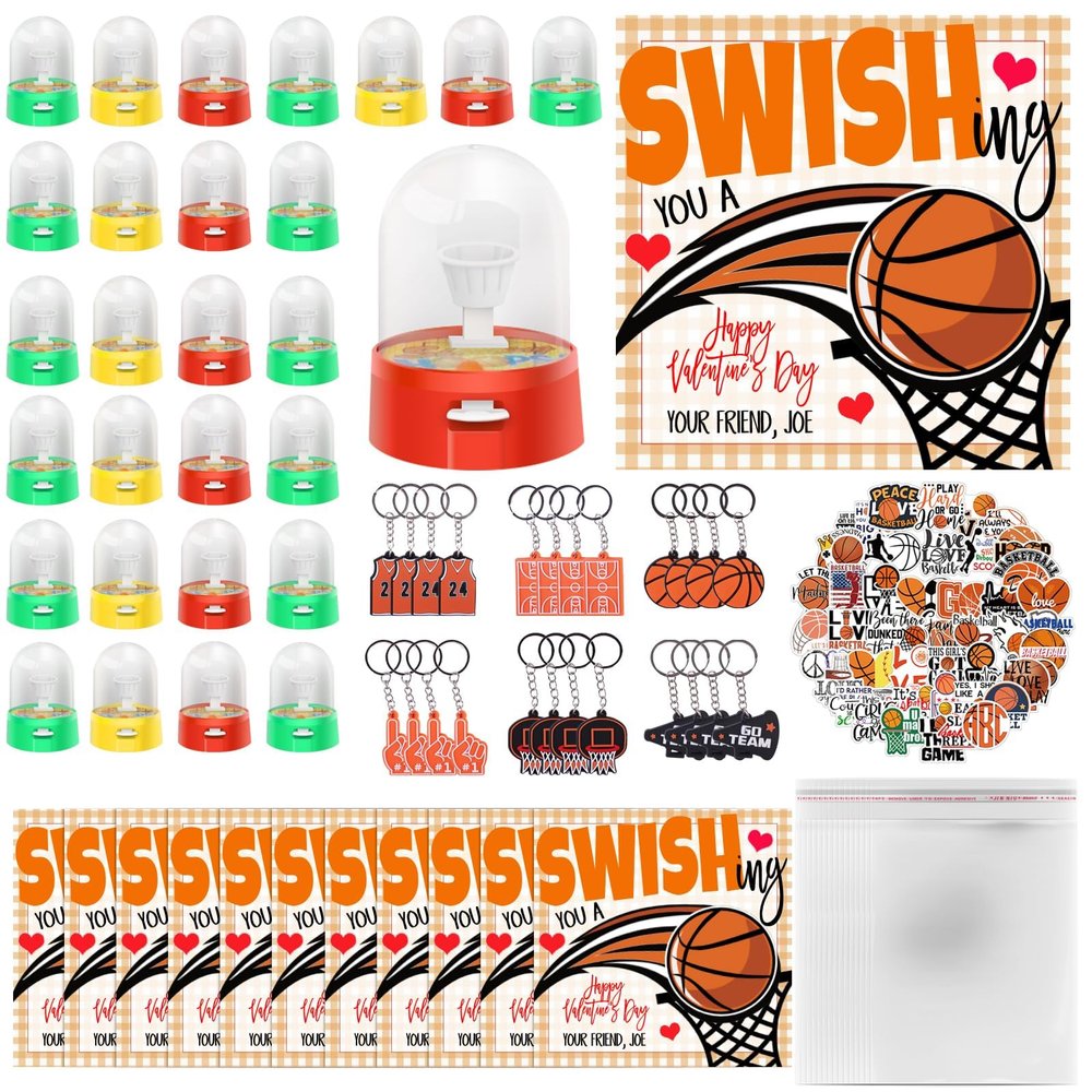 28 Set Basketball Party Favor Mini Finger Basketball Games, Basketball Accessories Stickers and Gift Bags Sport Fans Team Gift for Sport Basketball Team Lovers Players Gifts Sport Accessories