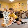 AMAMIA 67/51/43 Inch Giant Tiger Plush,PP Cotton Tiger Pillow,Yellow & White Tiger Plush,Tiger Stuffed Animal for Kids Gift Home Decor (43'' Yellow) view 3