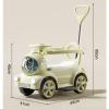 Kids Electric Motor Car with Headlights Push Handle Backrest 3 Modes: Push, Drive Or Scooter(Pink) view 2