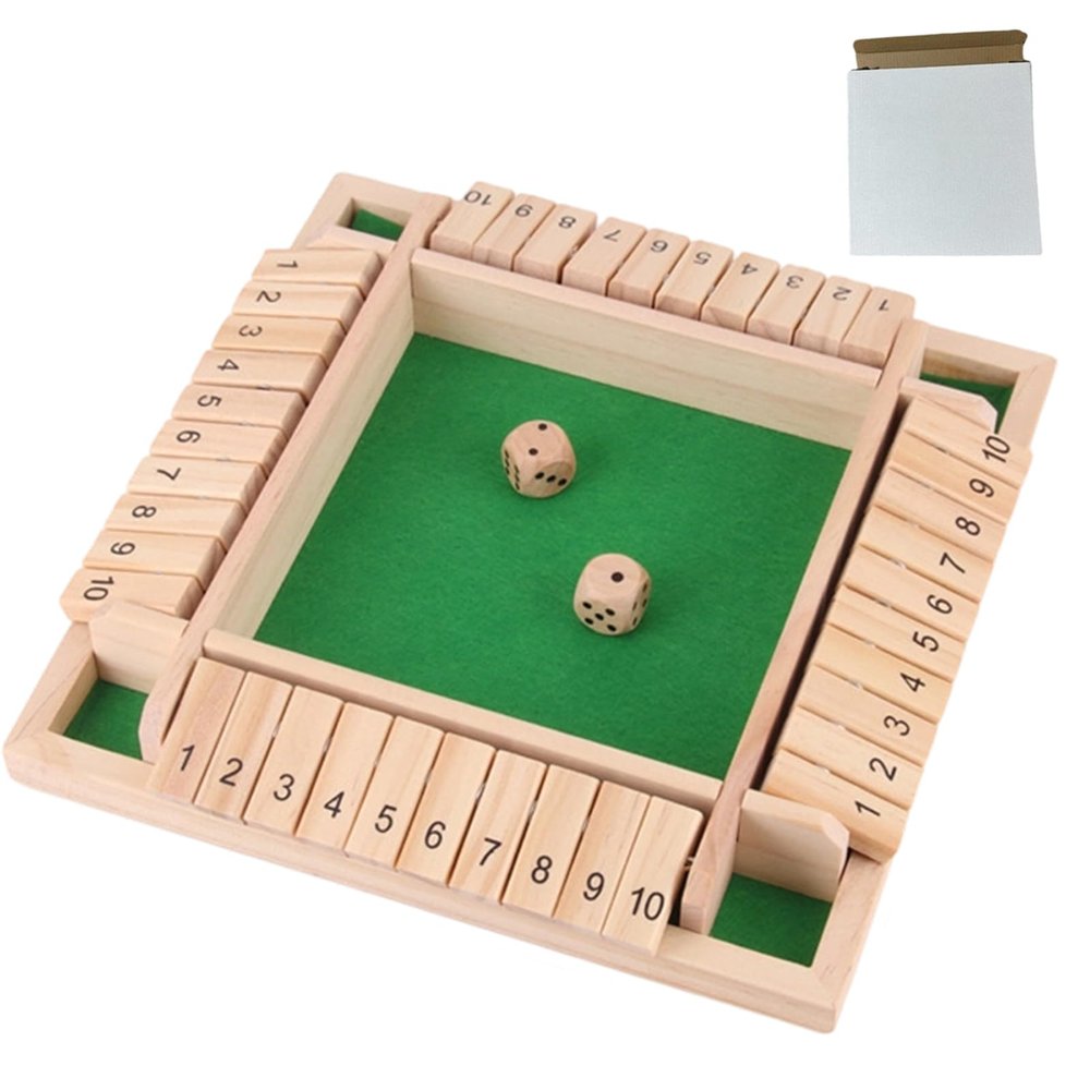 citosisk Wooden Dice Board Game, Shut The Box Game, 2-4 Player Family Wooden Board Table Math Games for Classroom,Home,Party or Pub (Green)