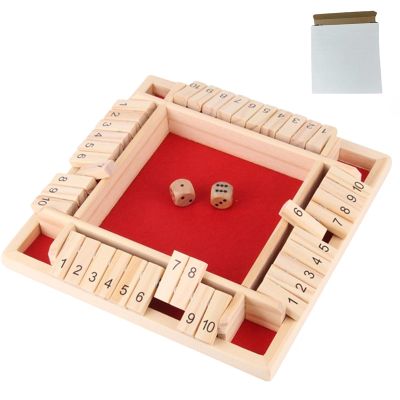 citosisk Wooden Dice Board Game, Shut The Box Game, 2-4 Player Family Wooden Board Table Math Games for Classroom,Home,Party or Pub (Red)