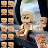 Shaking Wooden Man,Handmade Shaking Wooden Man Figurine for Car Dashboard,S-haking Feet W-ooden Doll with Spring Legs,Car Dashboard Accessories with 12PCS Magnetic Expressions,Funny C-ar Accessories view 1