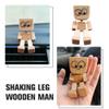 Shaking Wooden Man,Handmade Shaking Wooden Man Figurine for Car Dashboard,S-haking Feet W-ooden Doll with Spring Legs,Car Dashboard Accessories with 12PCS Magnetic Expressions,Funny C-ar Accessories view 3
