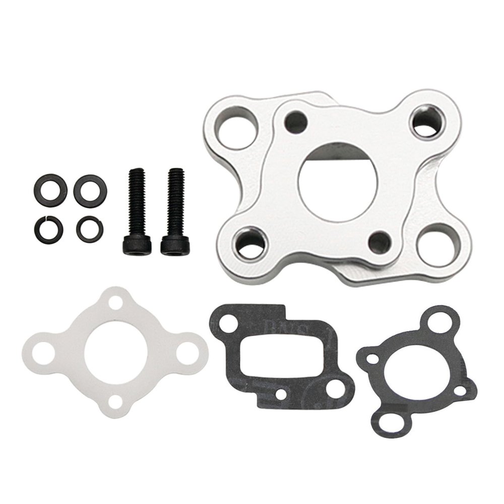 Ecoyin CNC Metal Intake Manifold Kit for 23CC-30.5CC Engine for 1/5 HPI Rofun Rovan Km Baja 5b 5t 5sc Losi 5ive T FG Rc Car Parts (Silver)