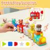 Montessori Train Toys for 2 3 4 Year Olds - Toddler Learning Train Set with Lights & Sounds, 6 Vehicle Transport, Lock & Key Activity, Farm Animal Finger Puppets, Easter Birthday Gift for Boys Girls view 4
