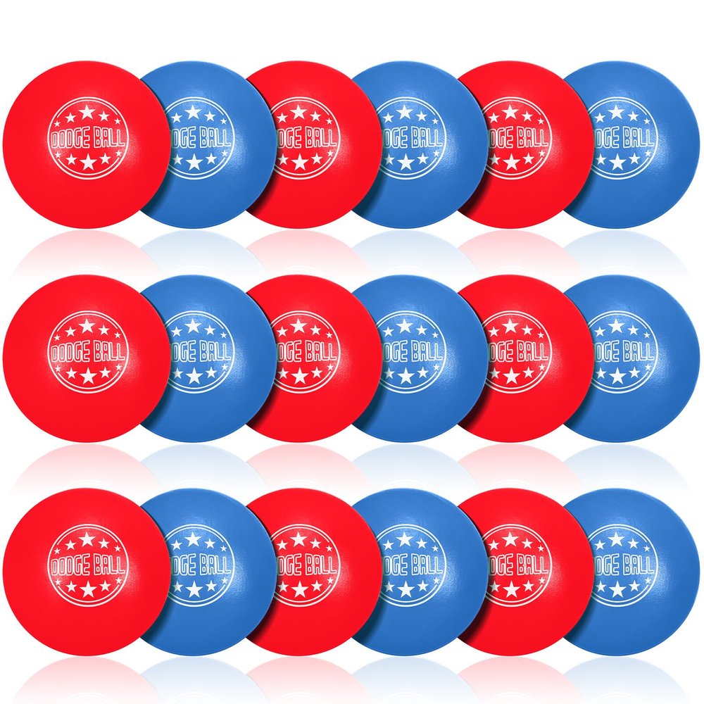 Jerify 18 Pcs Foam Dodgeball Set 6 Inch Soft Skin Playground Dodgeballs Bulk, Low Density Foam for Non Sting Dodgeball Sports Equipment for Kids and Adults (Red,Blue)