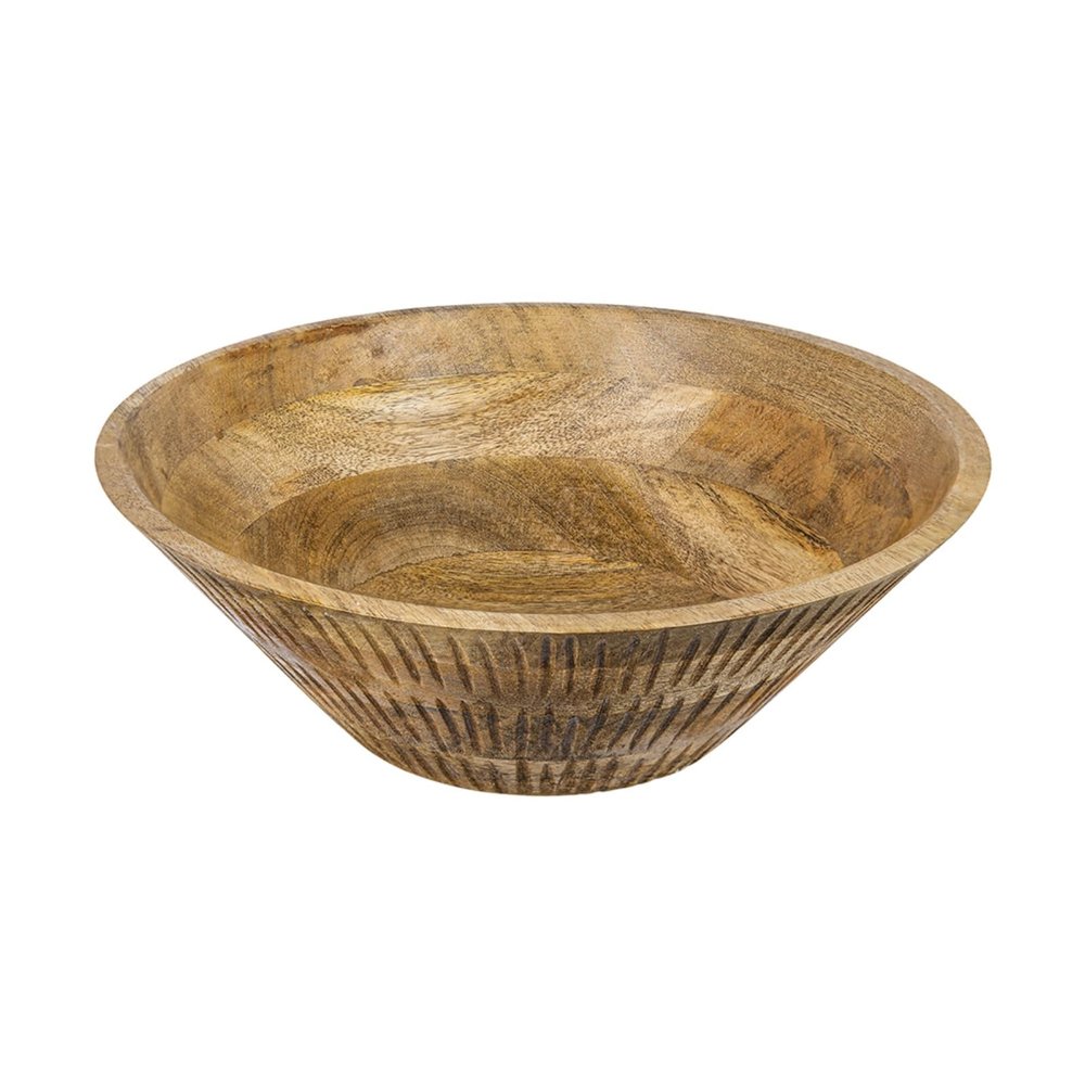 KCSWKJ D12x4 Mango Wood Round Decorative Bowl