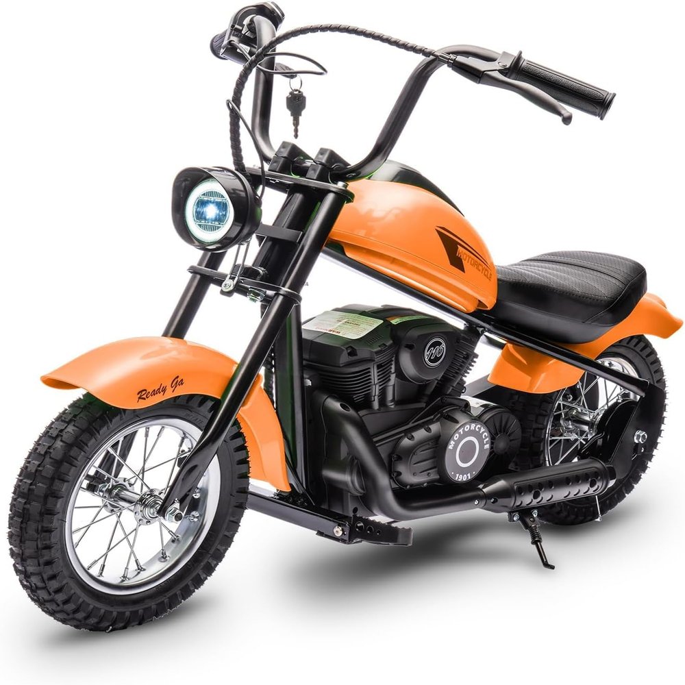 24V 250w Kids Electric Dirt Bike (Ages 8-14) - 14MPH High Speed Off-Road Motorcycle with LED Lights & Leather Seat | Dual Speed Modes, 60 Min Playtime | Safe for Backyard, Trails & Outdoor Fun(Orange)