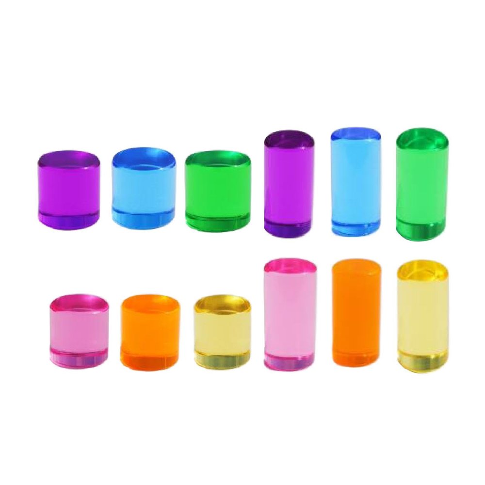 EHJRE 12 Pieces Rainbow Building Blocks Set Stacking Toy Rainbow Acrylic GEM Cylinders Blocks