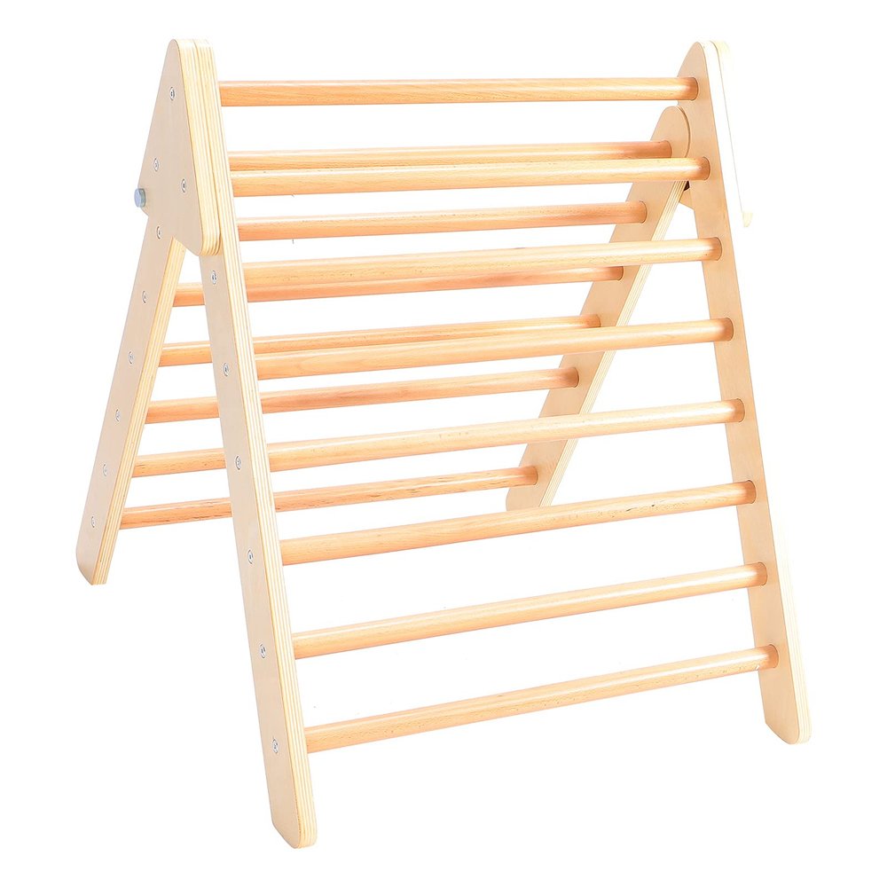 70x70x60cm Foldable Wooden Climbing Triangle Ladder Indoor Play Gym for Infants and Toddlers