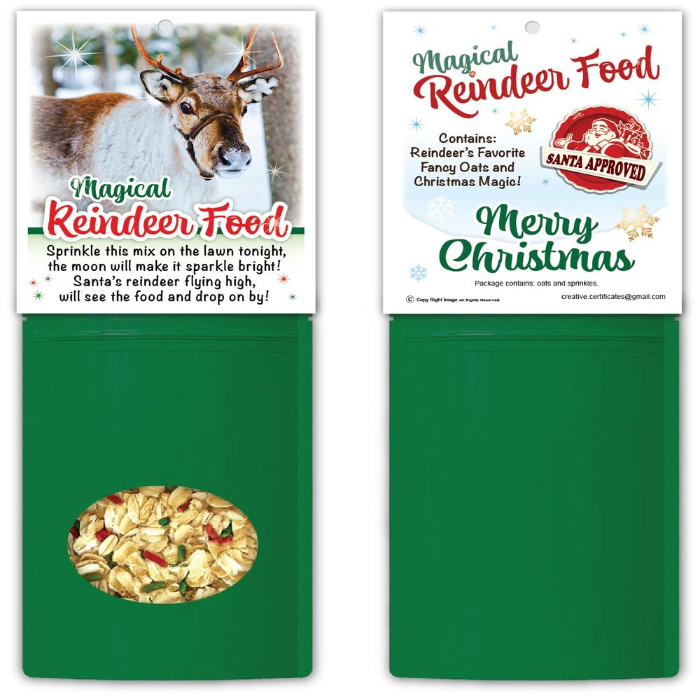 10 Pack - Christmas Magical Reindeer Food Oat Sprinkle Mix - Fun Novelty Xmas Party Favors, Kids, Christmas Eve Tradition, Stocking Stuffer (10 Count)