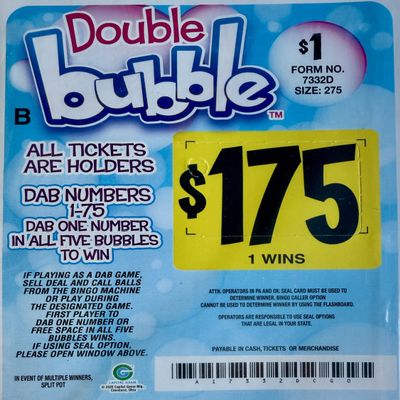 Double Bubble $175 Bingo Pull Tab Event Game - All Tickets Playable