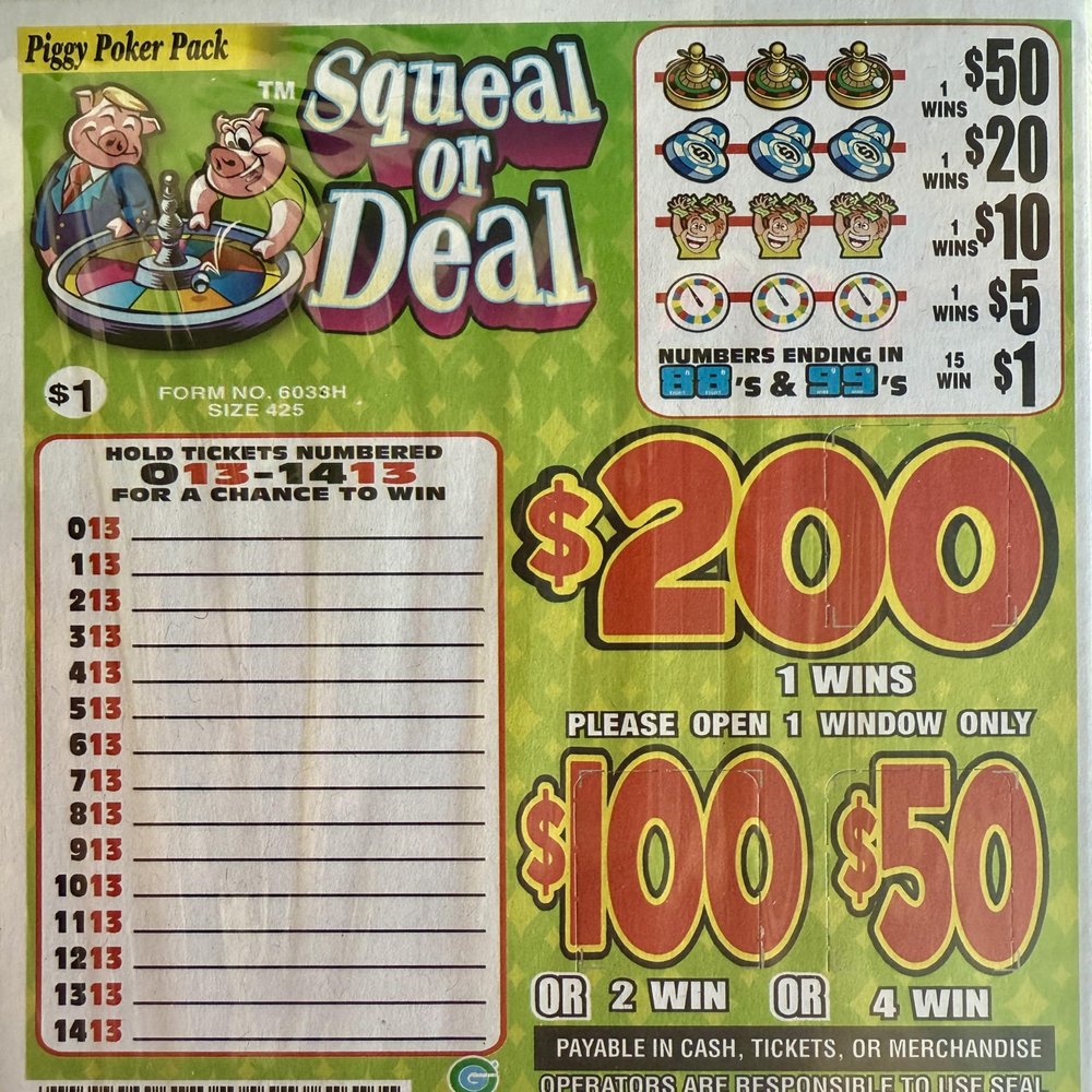 Piggy Poker Pack - I Box of $200 Bingo Pull Tab Game, Seal Card