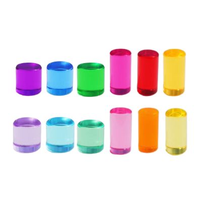 12Pcs Rainbow Building Blocks Set Stacking Toy Children Early Childhood Development Kids Rainbow Acrylic GEM Cylinders Blocks