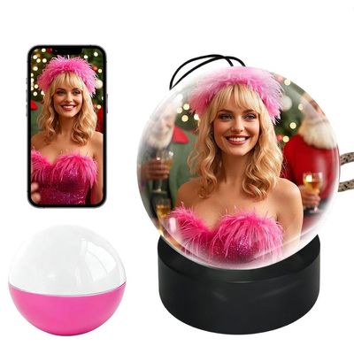 Christmas Memory Sphere Lamp, 2.7Inch Crystal Ball Digital Display Video Player, APP Personalized Videos & Photos Video Gift for Couples Friends Anniversary Birthday Christmas Tree Ornament