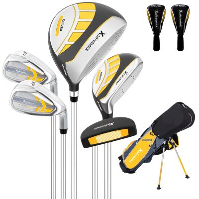 6 Pieces Kids Golf Club Set, Junior Golf Club Set Ages 4-12 Includes Stand Bag, 1# Drive, 5# Hybrid, 6/7#, 9/P# Irons and Putter Right Hand for Boys Girls,Yellow,8-12 Ages