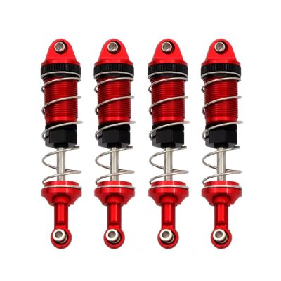 Rc Repairs Parts For MJX H16 16207 For WLtoys 144001 For MN128 MN86 MN86KS 1/16 1/12 4pcs Metal Shock Absorber Damper RC Car Upgrade Parts(Red)