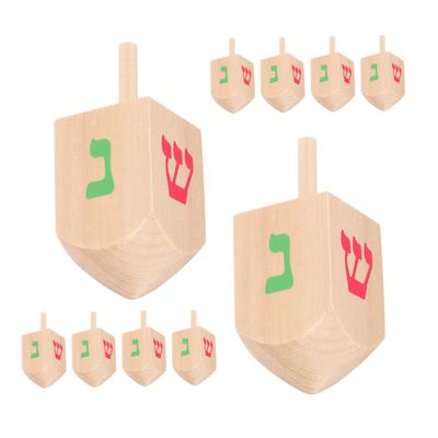 DECHOUS 10 Pcs Wooden Spinning Tops for Handcrafted Gyro Smooth Stable Spin Educational Wooden Dreidels for Home Party and Outdoor Fun