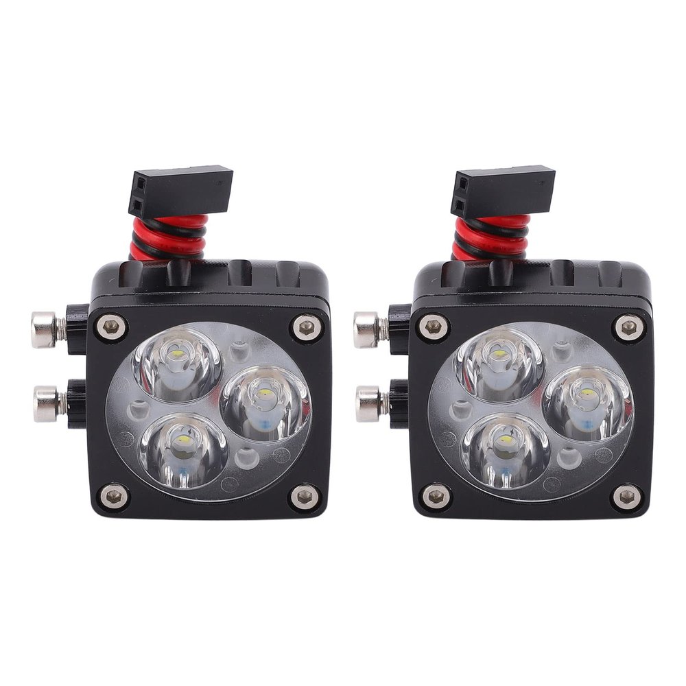 2Pcs RC Model Car Lights, LED RC Vehicle Flashing Lights for 18/16/ RC Car, 5V 13V Compatibility, Aluminum Alloy Spotlights with Super Bright 3LED